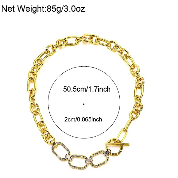 Silver Crystal Chain Link Punk Statement Necklace - Picture 12 of 12